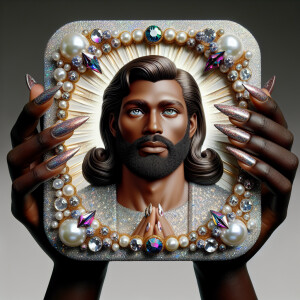 A 3D realistic artwork featuring the phrase 'Jesus Saves' adorne...