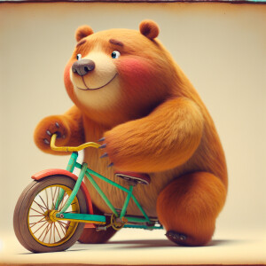 A bear riding bike