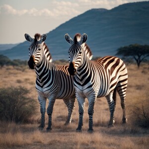 Create an image of three zebras, each distinct with their stripe...
