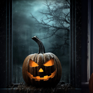 a image of a pumpkin resting at the window, in the style of cree...