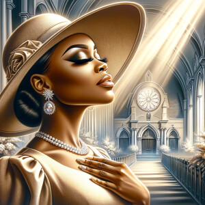 Create an airbrush oil painting of an African American woman wit...