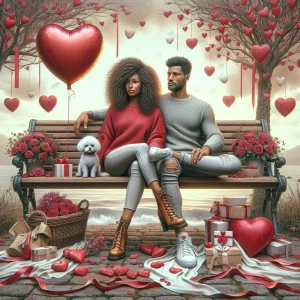 A 4K detailed romantic digital airbrush scene with an Afro Latin...