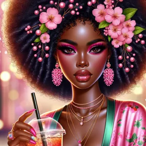 A vibrant digital illustration of a stylish woman looking direct...