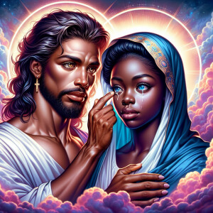 Ensure that the image distinctly represents both Jesus Christ an...