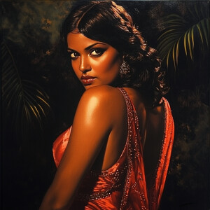 Masterpiece picture of Indian woman strolling and dressed in a b...