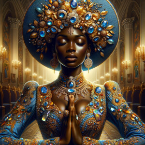 Create an illustration that embodies spirituality and a deep con...