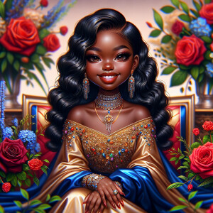 Create a realisticy airbrushed illustration of a young, smiling,...