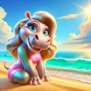 glamorous anthropomorphic female hippopotamus character, pixar-s...