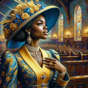 A spiritually enriching illustration portrays an African America...