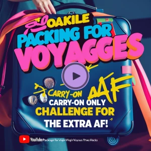 Create a YouTube thumbnail design for a video titled "Packing fo...