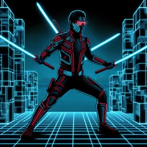 Deadpool in the style of Tron