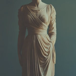 Create an image of a classical-styled statue of a woman, capturi...