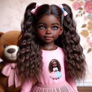 Refine the 3D realistic image of a four-year-old African-America...