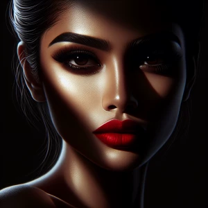 PHOTO REALISTIC BEAUTIFUL WOMAN WITH RED LIPS