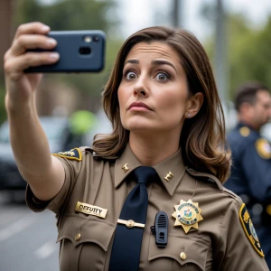 A female deputy unintentionally appearing foolish as she capture...