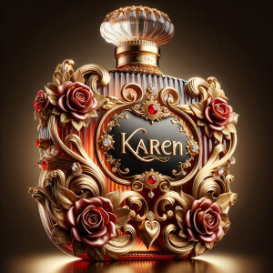 Craft an image of an ornate perfume bottle, with a luxurious des...