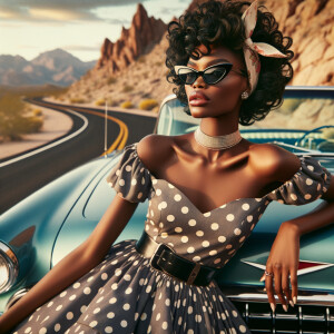 Craft an airbrushed depiction of a fashionable African American...