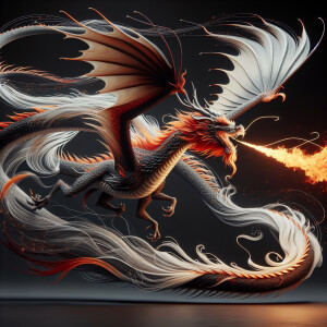 A Haiku dragon 3D animated motion graphics UHD 8K