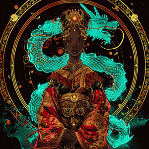 Create an intricate full-body illustration of an Empress that be...