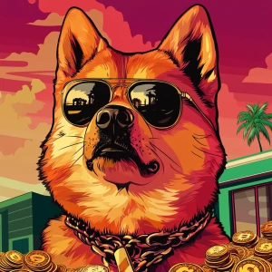 MEME DOGE in GTA art style — Living in house of $DGEN coins — in...