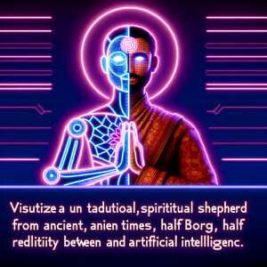 AI Jesus, half Traditional Jesus, half AI Borg. Full of love, th...