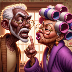 An animated image featuring an African-American elderly couple i...