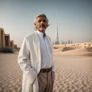 A handsome man who lives in Dubai about 50 years old with some g...