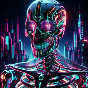 Petite but fierce cyberpunk skeleton