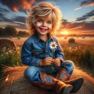 photorealistic oil brushed oil painting of a beautiful little co...