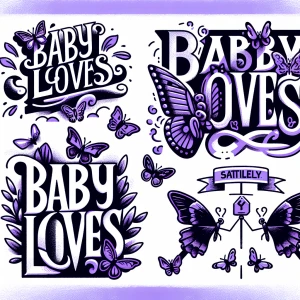 Create a collection of designs featuring the phrase "baby loves"...