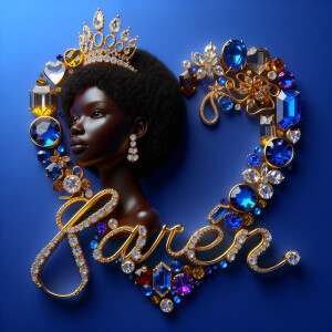 VCraft a 3-D image showcasing the name 'KAREN' in a luxurious go...