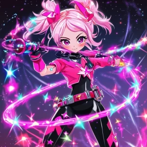 A female extraterrestrial character wielding a cosmic whip compo...