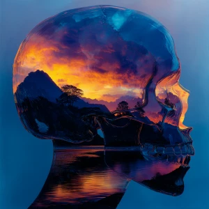 A highly detailed, photorealistic, double exposure image featuri...