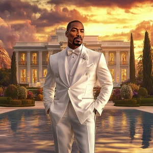 create a highly detailed image of a man resembling 2Pac, dressed...