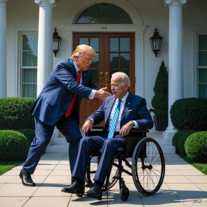 Donald Trump throws Joe Biden out of the White House, Biden sits...