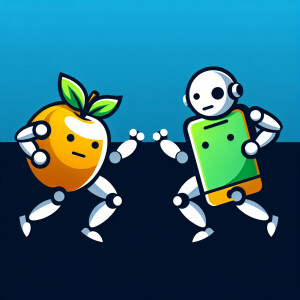 Create a logo of feud between Apple iPhone and Android