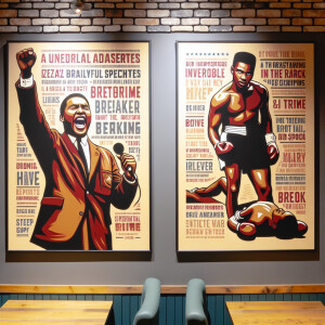 Design a wall space featuring influential figures such as Martin...