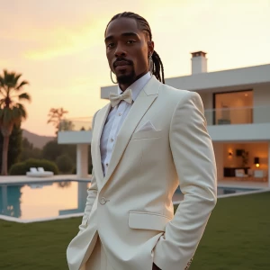 create a highly detailed image of a man resembling 2Pac, dressed...