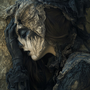 A stunning lady, embodying life and death, transitions seamlessl...