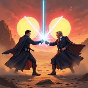 Create an image in a comic book style depicting a Star Wars-insp...