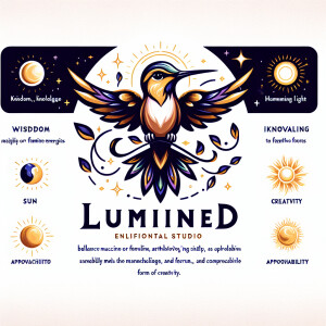 Design a brand mascot for Enlightuned Studios that embodies wisd...
