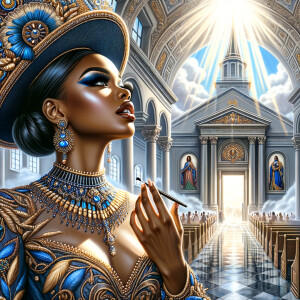 Create an airbrush oil painting of an African American woman wit...