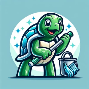 "Create an image of a friendly and approachable turtle mascot fo...