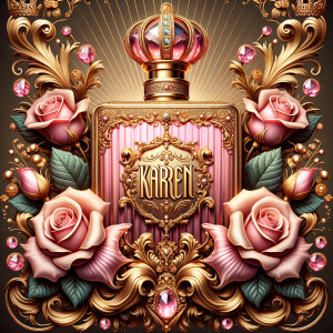 Craft an image of an ornate perfume bottle, with a luxurious des...