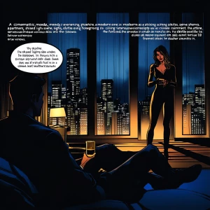 Prompt:
“A cinematic, moody evening scene in a modern high-rise...