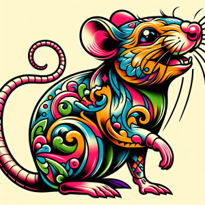 Trixie rat fink in an new school tattoo style
