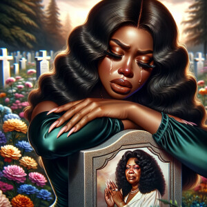 A beautiful light-skinned African-American woman with long wavy...