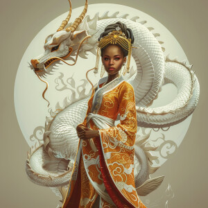 Create a full-body illustration of an Empress representing a mix...