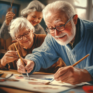 Create a realistic picture for national senior citizens day, hav...