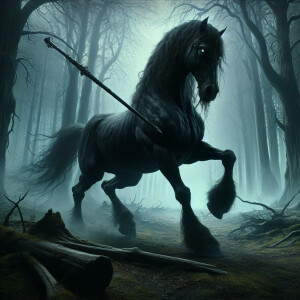 an evil centaur prowls with malevolent grace. Its eyes burn with...